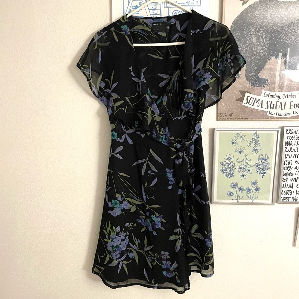 ASOS Blue Floral Wrap Dress